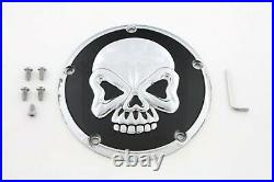 Black Chrome Skull Derby Clutch Cover for Harley Davidson Twin Cam 00-17