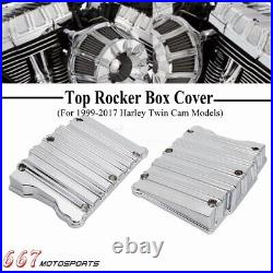 For Harley Twin Cam FLSTF Softail Fat Boy 2000-2017 Rocker Box Top Covers Chrome