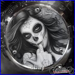HARLEY DAVIDSON BIG TWIN THREE HOLE DERBY COVER Middle Finger Day of the Dead