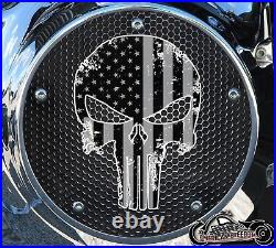 HARLEY DAVIDSON TWIN CAM DERBY CLUTCH COVER FITS 1999-2018 punisher SKULL