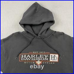 Harley Davidson Hoodie Mens L Black Sweatshirt Twin Towers NYC RARE Vintage NWOT