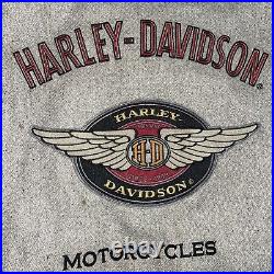 Harley Davidson Leather Bomber Jacket Classic Motorcycles V Twin Varsity Sz S