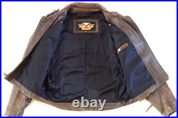 Harley Davidson Men's V-Twin D-Pocket USA MADE Distressed Brown Leather Jacket L