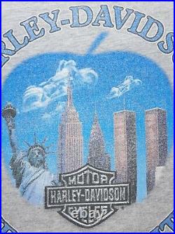 Harley Davidson New York City Mens Gray (2XL) T Shirt 2000 RARE Twin Towers NY