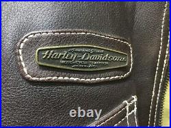 Harley Davidson SM/MED Vintage Brown V Twin Bomber Mileage Club Leather Jacket