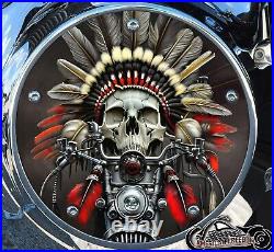Harley Davidson Twin Cam Derby Clutch Cover Fits 1999-2018 Models Indian Skull