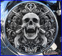 Harley Davidson Twin Cam Derby Clutch Cover Fits 1999-2018 Skull & Guns 2
