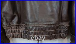 Harley Davidson Vintage Brown Leather V-Twin Power Logo Bomber Jacket Size Small