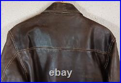 Harley Davidson Vintage Brown Leather V-Twin Power Logo Bomber Jacket Size Small