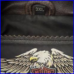 Harley Davidson Worlds Finest Twin Brown Leather Jacket Distressed Mens Sz 3XL