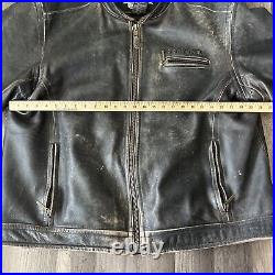 Harley Davidson Worlds Finest Twin Brown Leather Jacket Distressed Mens Sz 3XL