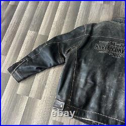 Harley Davidson Worlds Finest Twin Brown Leather Jacket Distressed Mens Sz 3XL