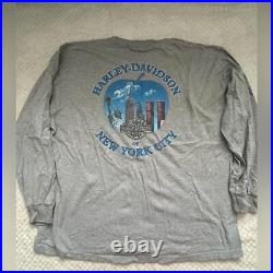 Rare Vintage Harley Davidson NYC Twin Towers Long Sleeve Shirt XL New York City