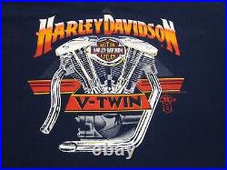 VINTAGE Harley Davidson Shirt Mens XL blue 80s 90s single stitch V-Twin