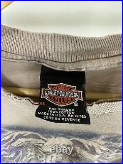 VTG Harley-Davidson Twin Engine Eagle Gargoyle Thunder Faded Worn T-Shirt XL