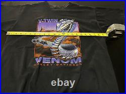 Vintage 1992 Harley Davidson V-Twin Venom Snake St. Paul, Minnesota T shirt RARE