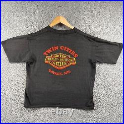 Vintage 80s Harley Davidson Twin Cities 3D Emblem T-Shirt Size 22x22 Eagle USA