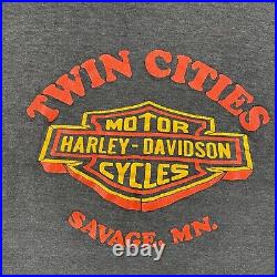 Vintage 80s Harley Davidson Twin Cities 3D Emblem T-Shirt Size 22x22 Eagle USA