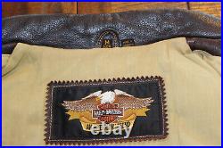 Vintage Men's Harley Davidson Brown Leather V-Twin Mileage Club Jacket M