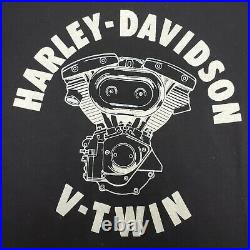 Vtg Harley-Davidson Shirt V-Twin Engine Graphic 70s Motorcycle Biker SS USA 80s