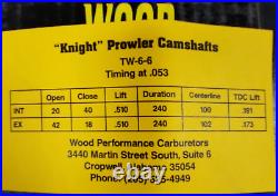 Wood Knight Prowler TW-6-6 Cams For Harley Davidson Twin Cam